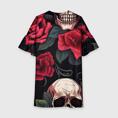 Детское платье Черепа с красными розами / 3D-принт – фото 2