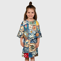 Платье клеш для девочки Джинсы в Турции - пэчворк, цвет: 3D-принт — фото 2