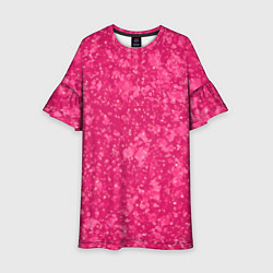 Платье клеш для девочки Яркий розовый абстракция, цвет: 3D-принт