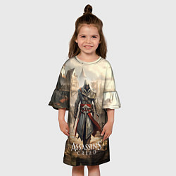 Платье клеш для девочки Assassins creed старый город, цвет: 3D-принт — фото 2