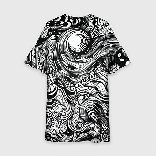 Детское платье Черные и белые абстрактные узоры / 3D-принт – фото 2