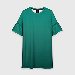 Платье клеш для девочки Градиент нефритовый зелёный, цвет: 3D-принт