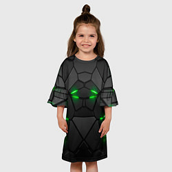 Платье клеш для девочки Броня в стиле киберпанка в виде плит, цвет: 3D-принт — фото 2