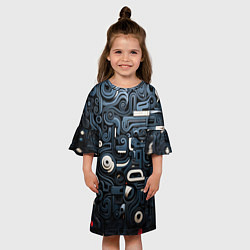 Платье клеш для девочки Паттерн-узор из толстых линий, цвет: 3D-принт — фото 2