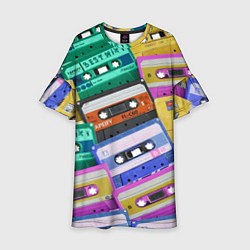 Платье клеш для девочки Аудио кассеты разноцветные, цвет: 3D-принт