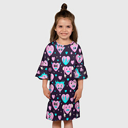 Платье клеш для девочки Паттерн с арт сердцами, цвет: 3D-принт — фото 2