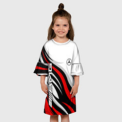 Платье клеш для девочки Mercedes benz AMG - белый с красным, цвет: 3D-принт — фото 2
