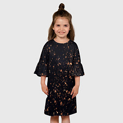 Платье клеш для девочки Чёрно-синий с золотым напылением, цвет: 3D-принт — фото 2