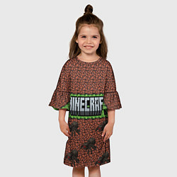Платье клеш для девочки Minecraft logo with spider, цвет: 3D-принт — фото 2