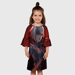 Платье клеш для девочки Genshin Impact Арлекино red, цвет: 3D-принт — фото 2