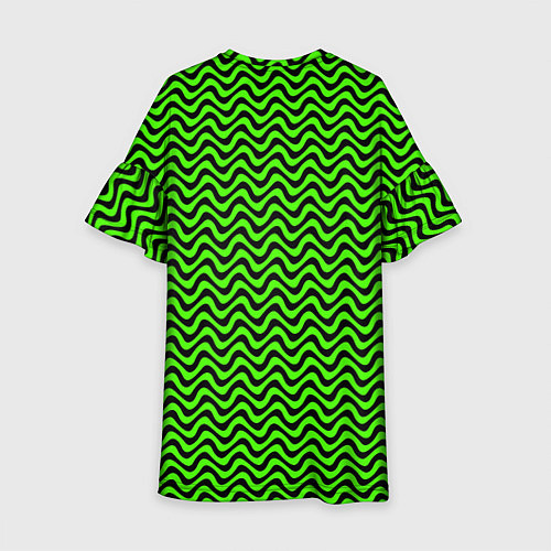 Детское платье Искажённые полосы кислотный зелёный / 3D-принт – фото 2