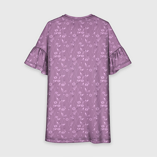 Детское платье Розовый сиреневый цветочный однотонный узор / 3D-принт – фото 2
