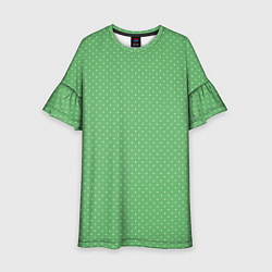 Платье клеш для девочки Светлый зелёный в маленький белый горошек, цвет: 3D-принт