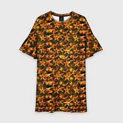 Платье клеш для девочки Огненные звезды и камуфляж, цвет: 3D-принт