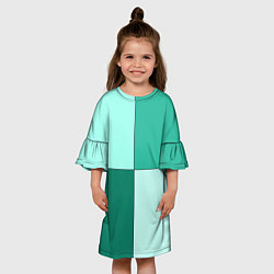 Платье клеш для девочки Геометричный зелёный и мятный, цвет: 3D-принт — фото 2