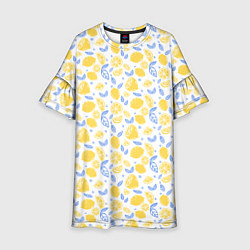 Платье клеш для девочки Летний вайб - паттерн лимонов, цвет: 3D-принт