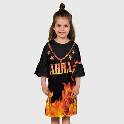 Платье клеш для девочки Анна - имя в огне, цвет: 3D-принт — фото 2