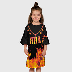 Платье клеш для девочки Яна - имя в огне, цвет: 3D-принт — фото 2