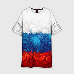 Платье клеш для девочки Орнамент триколор, цвет: 3D-принт