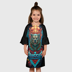 Платье клеш для девочки Суровый русский медведь, цвет: 3D-принт — фото 2