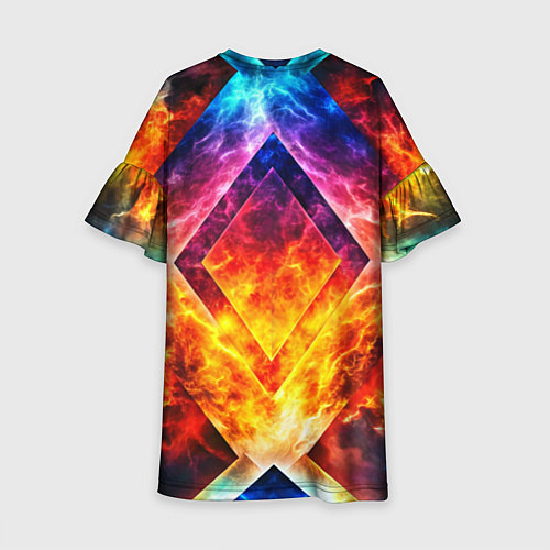 Детское платье Красочный неоновый узор с огнем на фоне / 3D-принт – фото 2