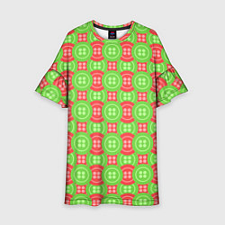 Платье клеш для девочки Паттерн с красными и зелеными пуговицами, цвет: 3D-принт