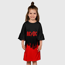 Платье клеш для девочки AC DC fire rock steel, цвет: 3D-принт — фото 2