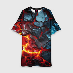 Платье клеш для девочки Темная огненная плитка, цвет: 3D-принт