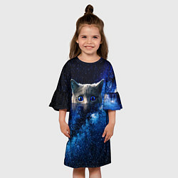 Платье клеш для девочки Космокошак, цвет: 3D-принт — фото 2