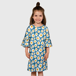 Платье клеш для девочки Ромашки паттерн, цвет: 3D-принт — фото 2