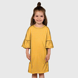 Платье клеш для девочки Жёлтый в маленькие белые полосочки, цвет: 3D-принт — фото 2