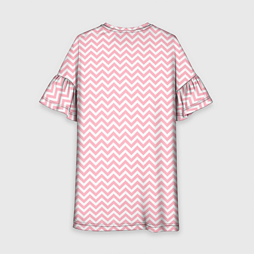 Детское платье Белый в розовые ломаные полосы / 3D-принт – фото 2