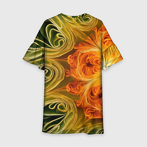 Детское платье Зелено-оранжевый фрактал / 3D-принт – фото 2