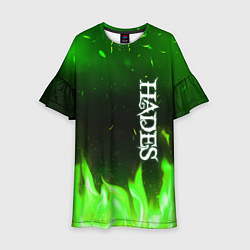 Платье клеш для девочки Logo Hades green hell fire, цвет: 3D-принт