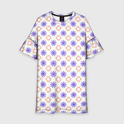 Платье клеш для девочки Красивый узор цветочки, цвет: 3D-принт