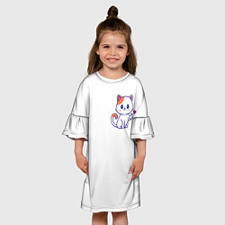 Платье клеш для девочки Милый кот посылает любовь, цвет: 3D-принт — фото 2