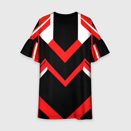 Детское платье Красно-белые полосы и чёрный фон / 3D-принт – фото 2