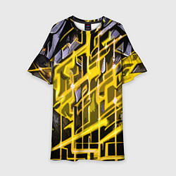 Платье клеш для девочки Yellow and white abstraction, цвет: 3D-принт