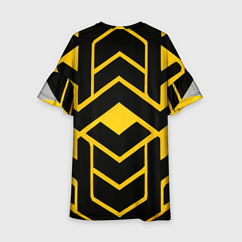 Детское платье Жёлтые полосы на чёрном фоне / 3D-принт – фото 2