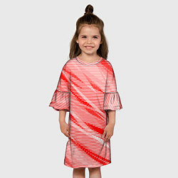 Платье клеш для девочки Полосатый красно-белый, цвет: 3D-принт — фото 2