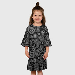 Платье клеш для девочки Пейсли на черном, цвет: 3D-принт — фото 2