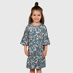 Платье клеш для девочки Паттерн мозаика серый с голубым, цвет: 3D-принт — фото 2