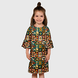 Платье клеш для девочки Африканские паттерн животные, цвет: 3D-принт — фото 2