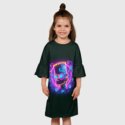 Платье клеш для девочки Neon Bart Simpson - cyberpunk fantasy, цвет: 3D-принт — фото 2
