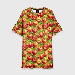 Платье клеш для девочки Румяные яблоки паттерн, цвет: 3D-принт