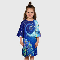 Платье клеш для девочки Звездный лес, цвет: 3D-принт — фото 2