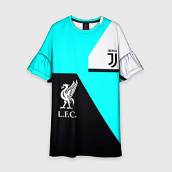 Платье клеш для девочки Juventus x Liverpool geometry, цвет: 3D-принт