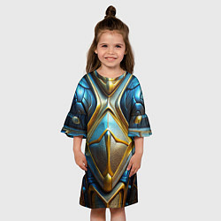 Платье клеш для девочки Объемная синяя текстурная кожа, цвет: 3D-принт — фото 2