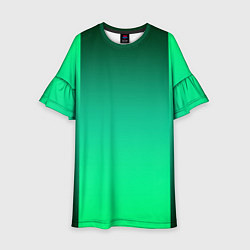 Платье клеш для девочки Яркий зеленый градиентный комбинированный фон, цвет: 3D-принт