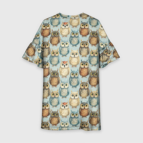 Детское платье Совы птицы паттерн / 3D-принт – фото 2